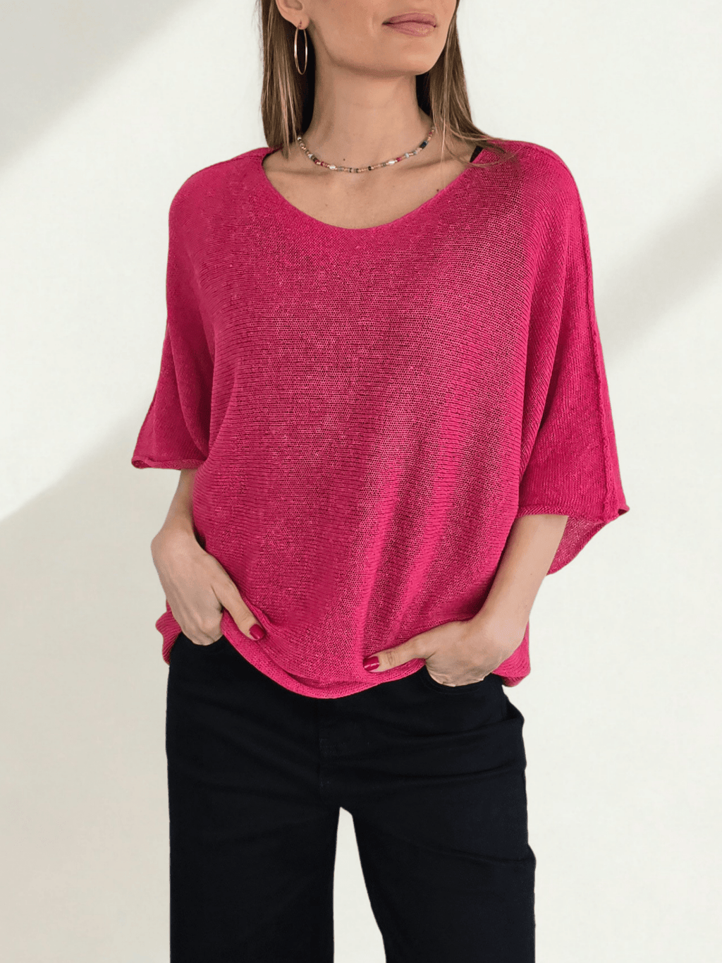 Sweater Italiano de Hilo, color Frambuesa