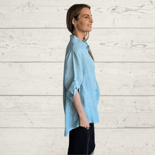 Cargar imagen en el visor de la galería, Blusa 100% lino Italiano, color Verde Menta
