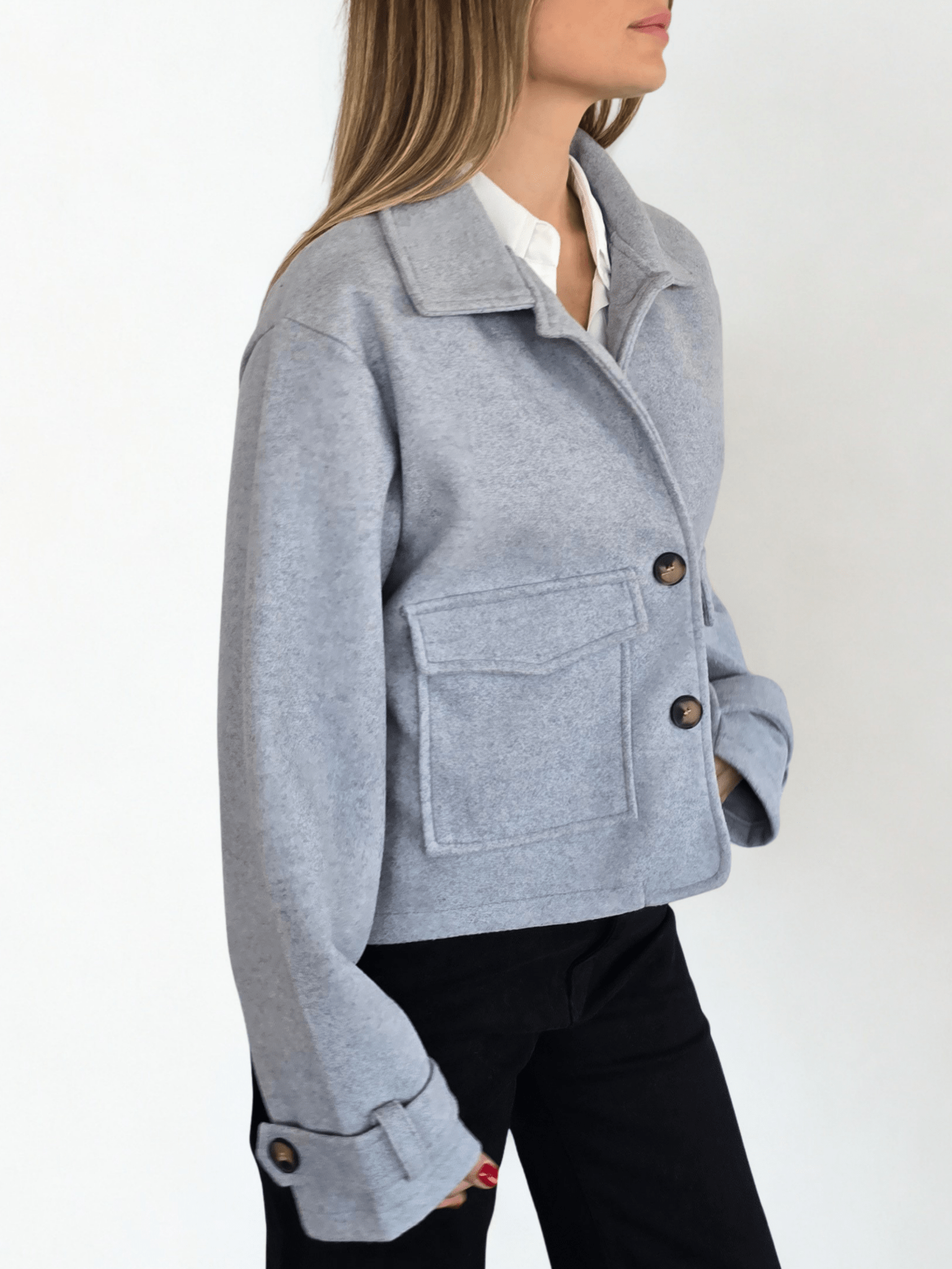 Chaqueta de Paño, color Celeste