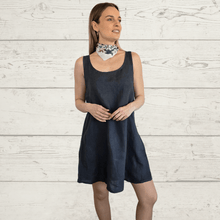 Cargar imagen en el visor de la galería, Vestido de Lino Italiano sin mangas, color Gris
