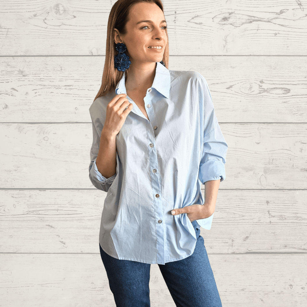 Blusa Básica, color Celeste