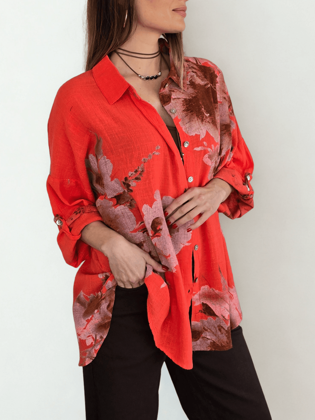 Blusa Estampada, fondo Coral