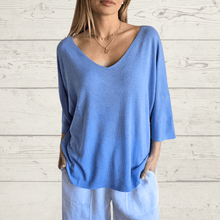 Cargar imagen en el visor de la galería, Sweater Italiano escote en V, color Jacinto
