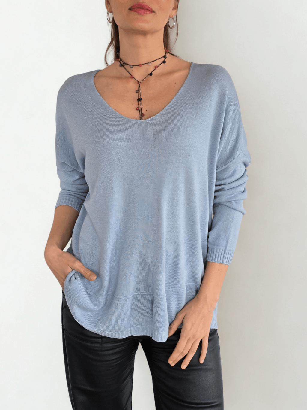 Sweater Italiano ancho, color Celeste
