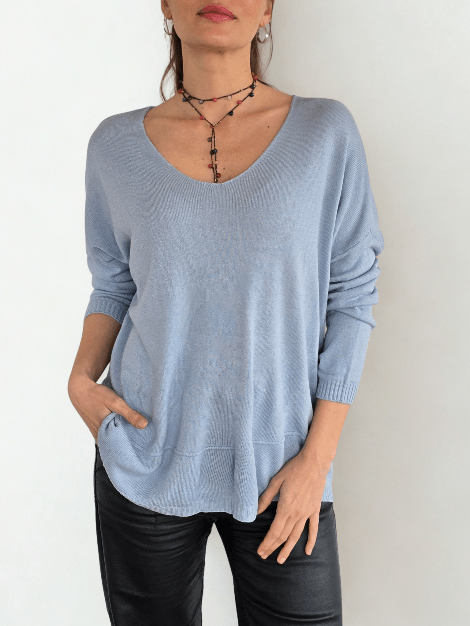 Sweater Italiano ancho, color Celeste