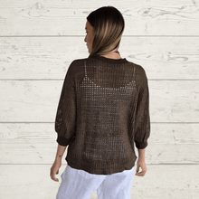 Cargar imagen en el visor de la galería, Chaqueta Bomber Italiana crochet, color Chocolate
