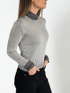 Polera Beatle Italiano corto degrade, color gris claro