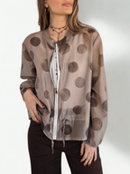 Chaqueta Italiana Lunares, fondo Taupe