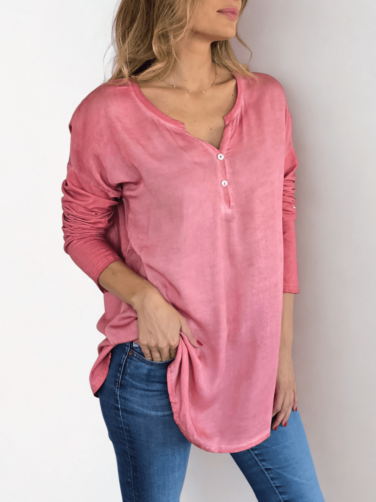 Blusa Tres Botoncitos, color Rosado