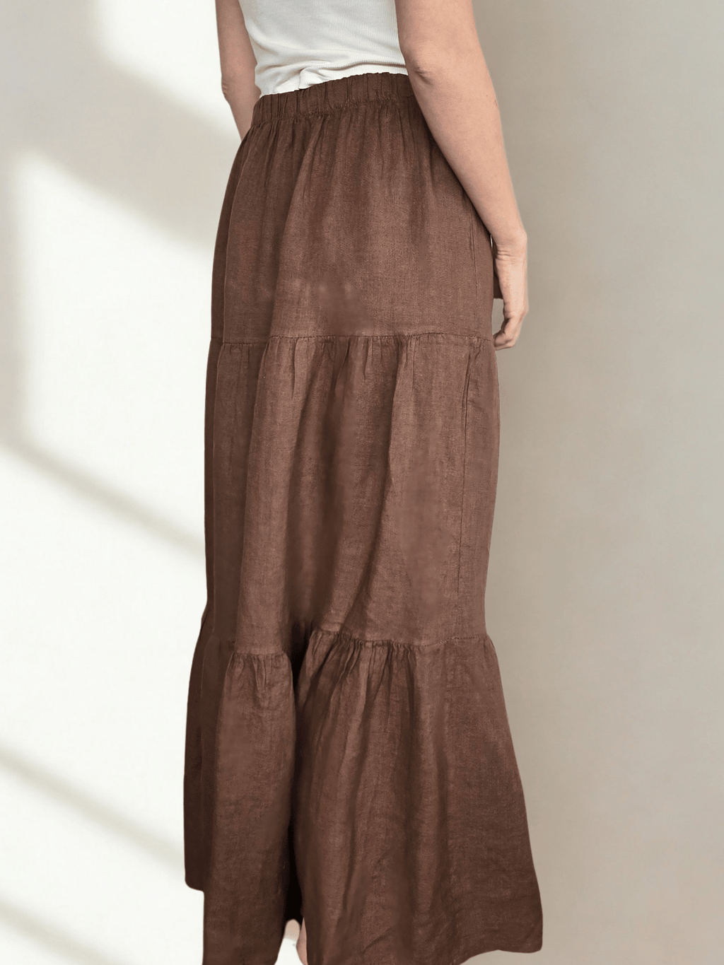 Pollera Italiana 100% Lino, color Chocolate