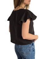 Blusa Italiana 100% Lino Tirita, color Chocolate