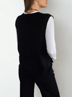 Sweater sin mangas Botones, color Negro