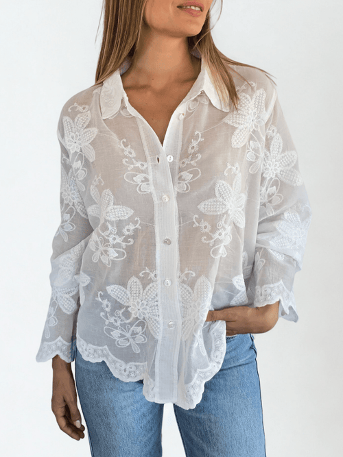 Blusa Bordada, color Blanco
