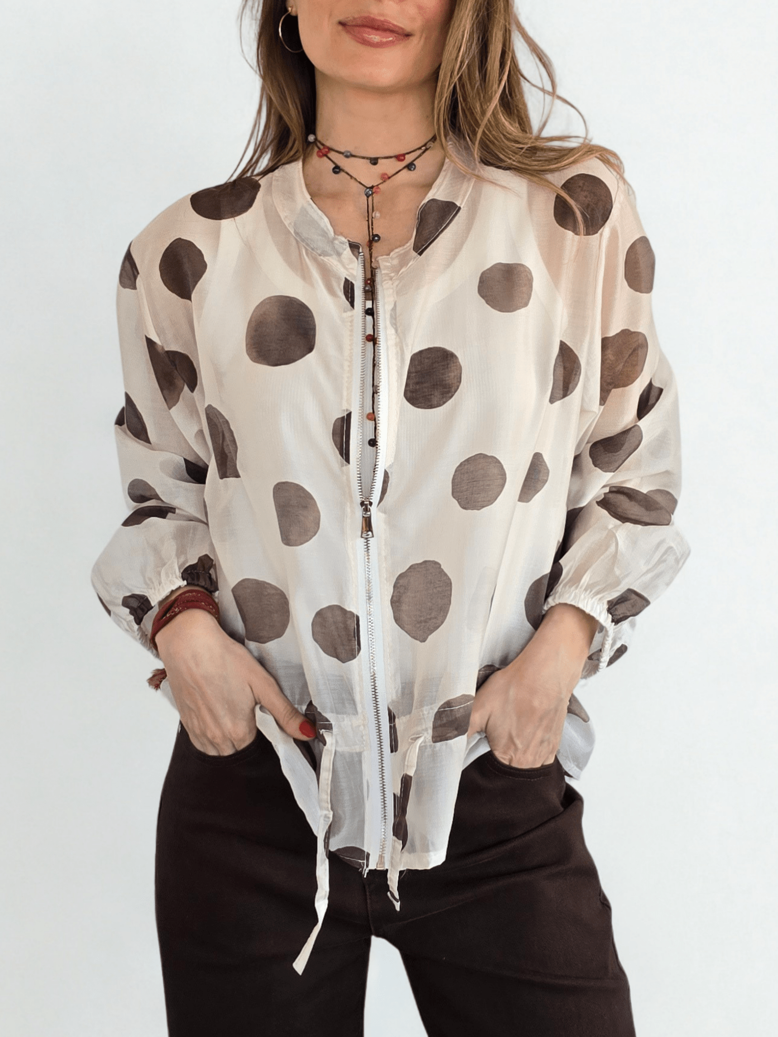 Chaqueta Italiana Lunares, fondo Beige