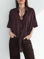 Blusa con Amarra, color Chocolate