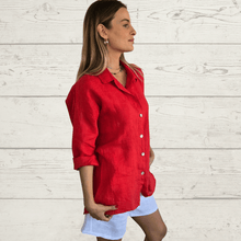 Cargar imagen en el visor de la galería, Blusa Italiana Venecia 100% Lino, color Rojo
