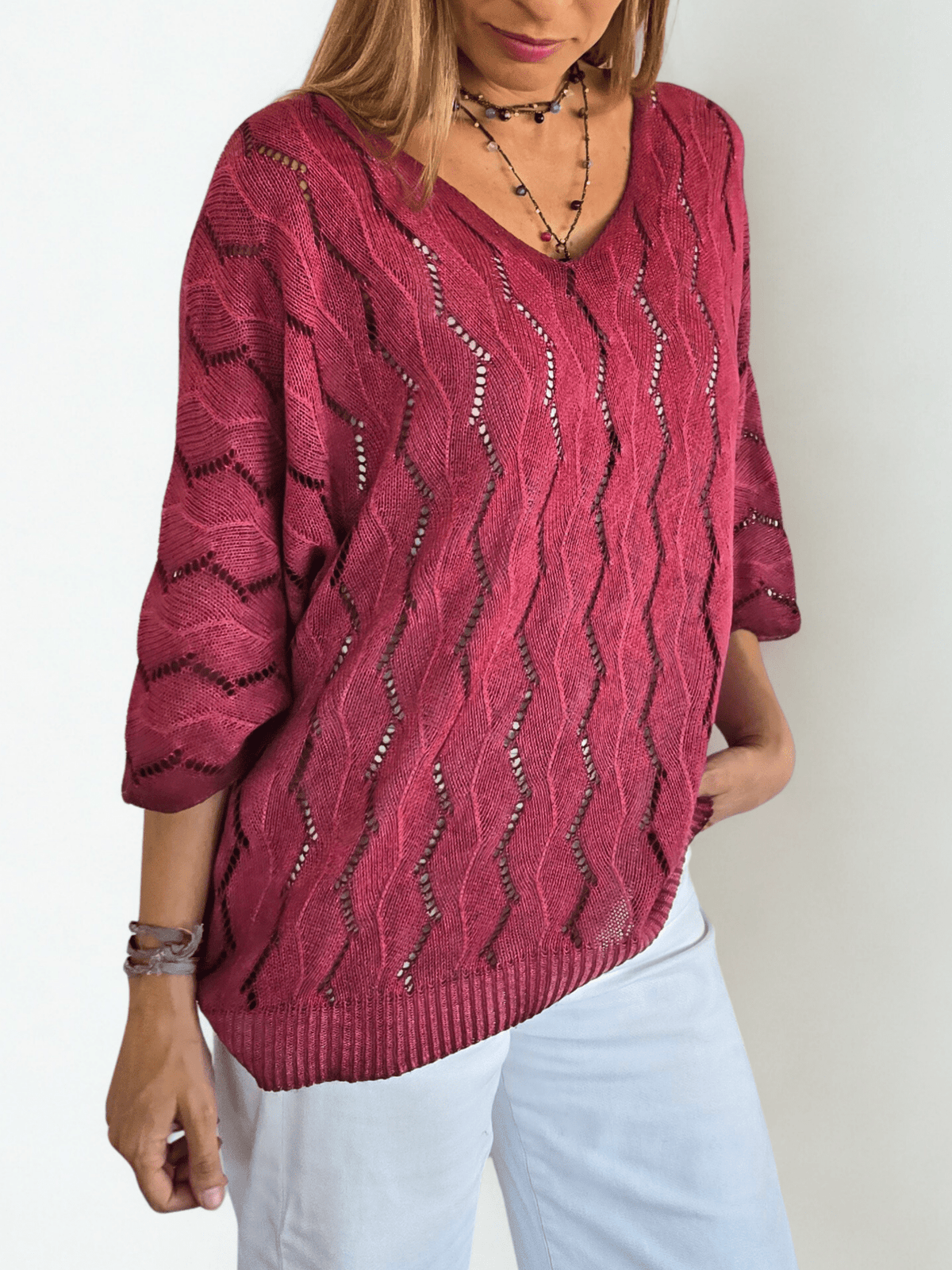 Sweater Italiano teñido, color Guinda
