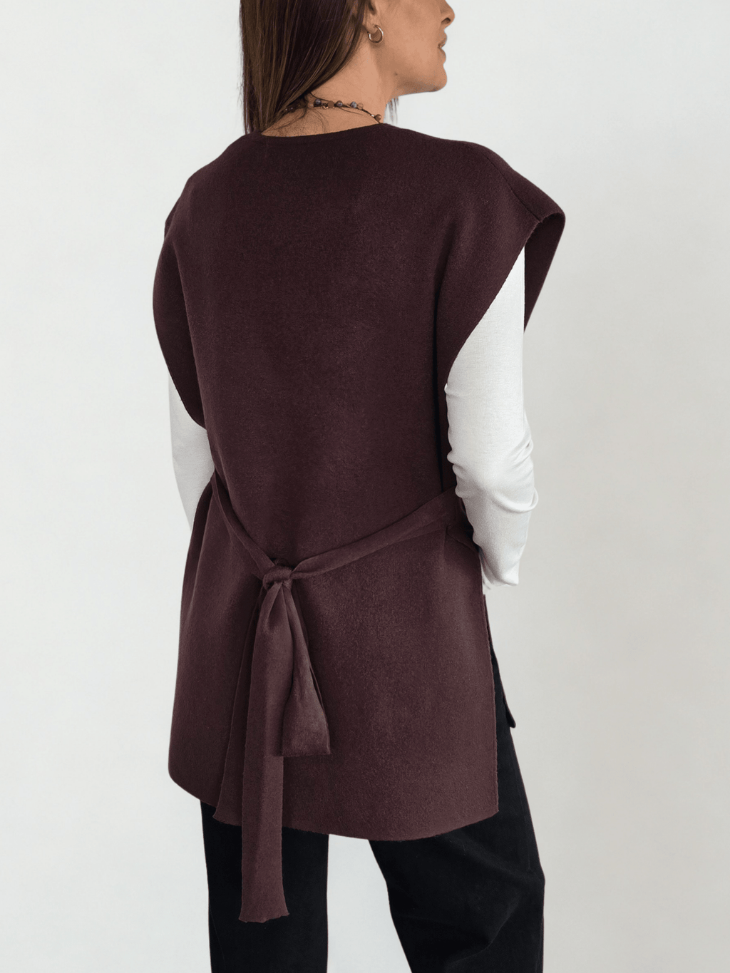 Sweater sin mAngas Lazo, color Chocolate