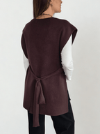 Sweater sin mAngas Lazo, color Chocolate