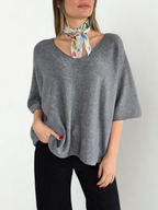 Sweater Italiano Manga 3/4, color Gris Oscuro