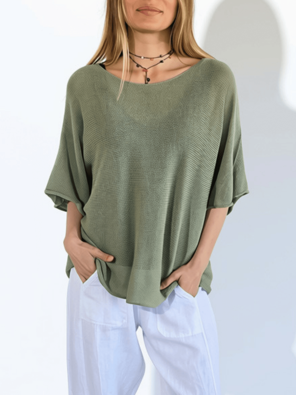 Sweater Italiano Manga 3/4, color Verde