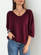 Sweater Italiano Manga 3/4, color Guinda