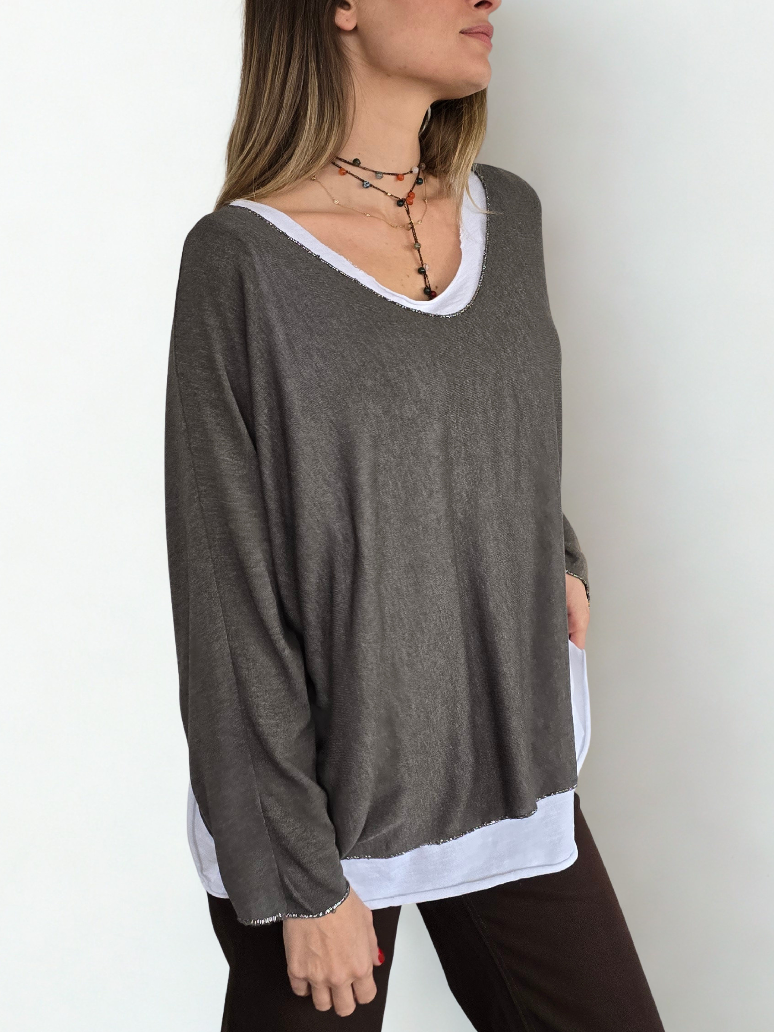 Sweater Italiano con Polera, color Chocolate