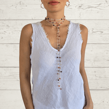 Cargar imagen en el visor de la galería, Collar largo con ágatas, color Blanco
