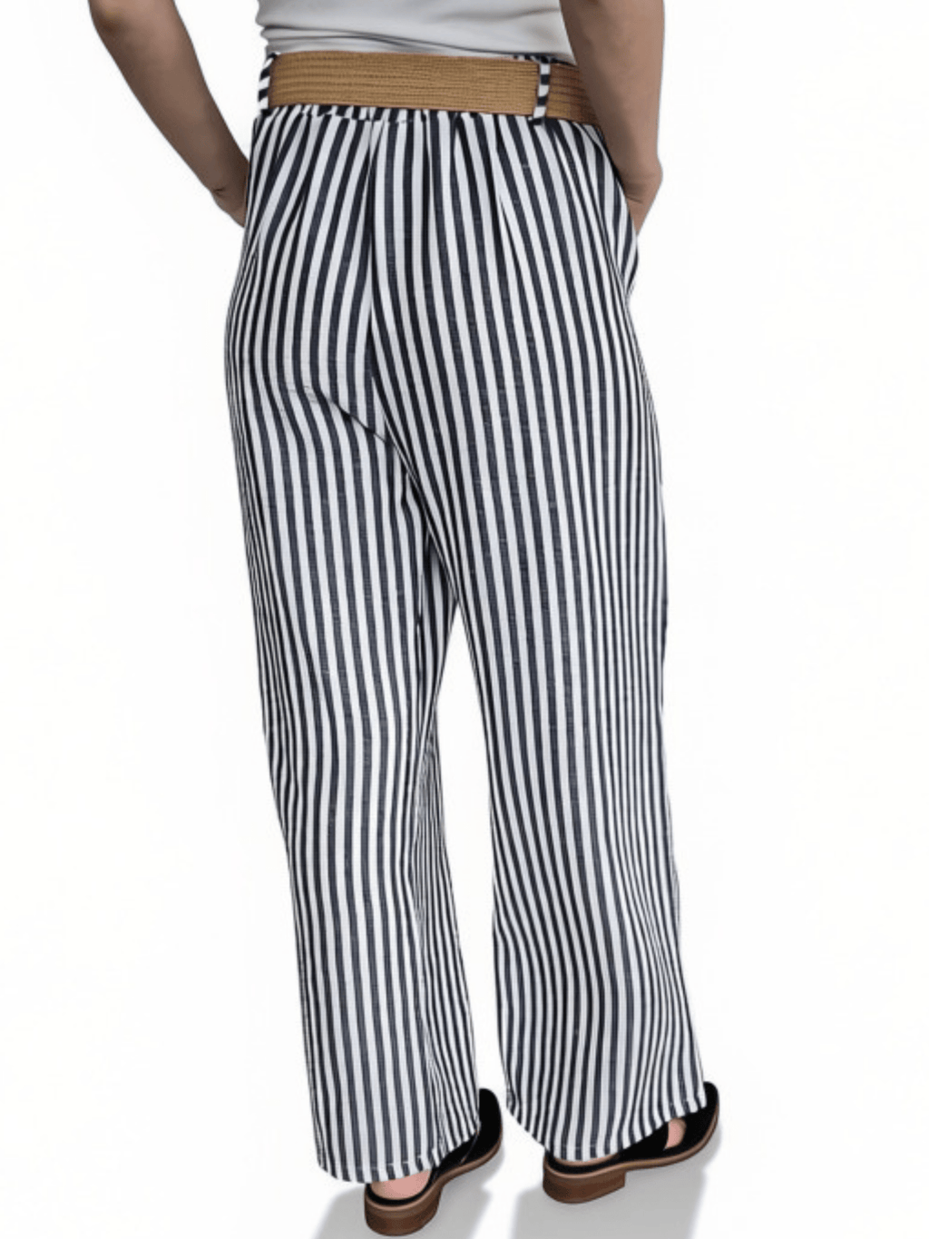 Pantalón Italiano Rayado, color Azul con Blanco