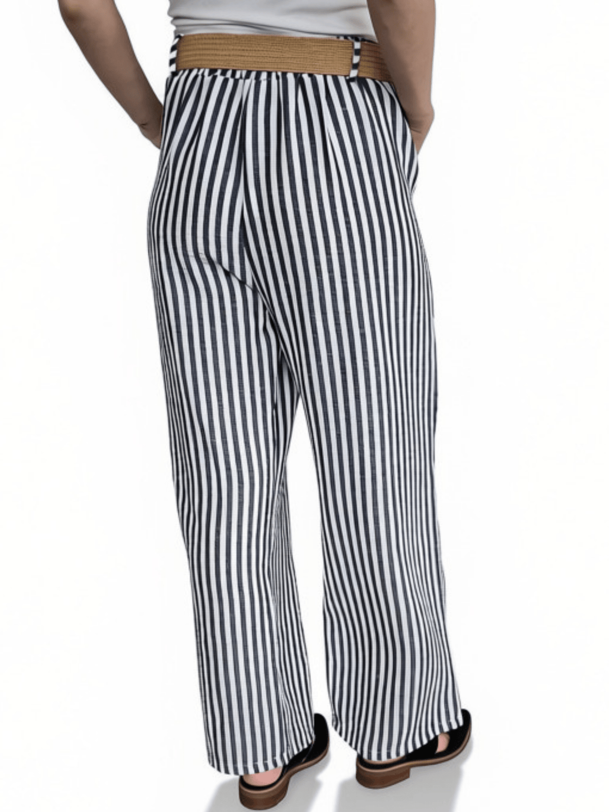 Pantalón Italiano Rayado, color Azul con Blanco