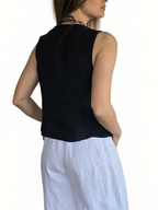 Blusa Gillette Italiano 100% Lino, color Azul Marino