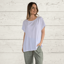 Cargar imagen en el visor de la galería, Blusa básica manga corta, color Blanco
