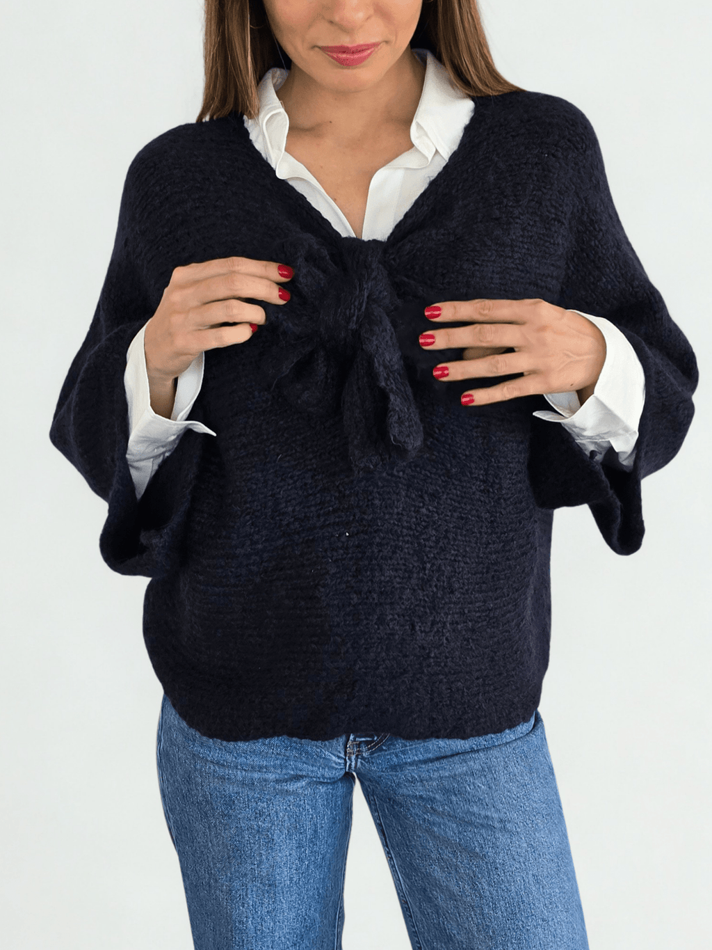 Sweater Italiano con Lazo, color Azul Marino