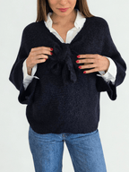 Sweater Italiano con Lazo, color Azul Marino