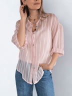 Blusa Italiana Rayada, fondo Rosado