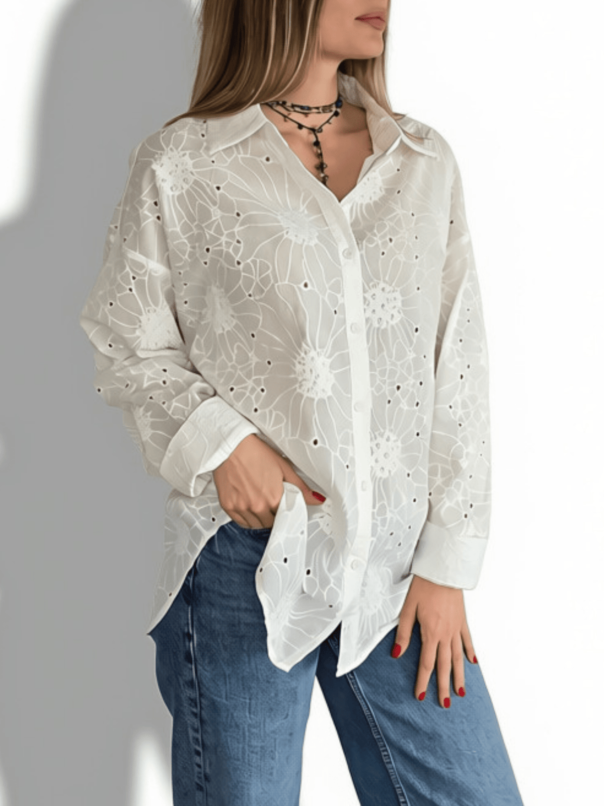 Blusa Bordada, color Blanco
