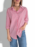 Blusa Rayada, color Rojo con Blanco