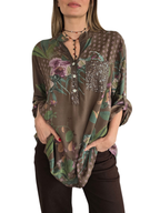 Blusa Italiana Estampada, fondo Chocolate