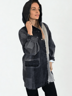 Chaqueta Jeans Dos Colores, color Negro con Gris