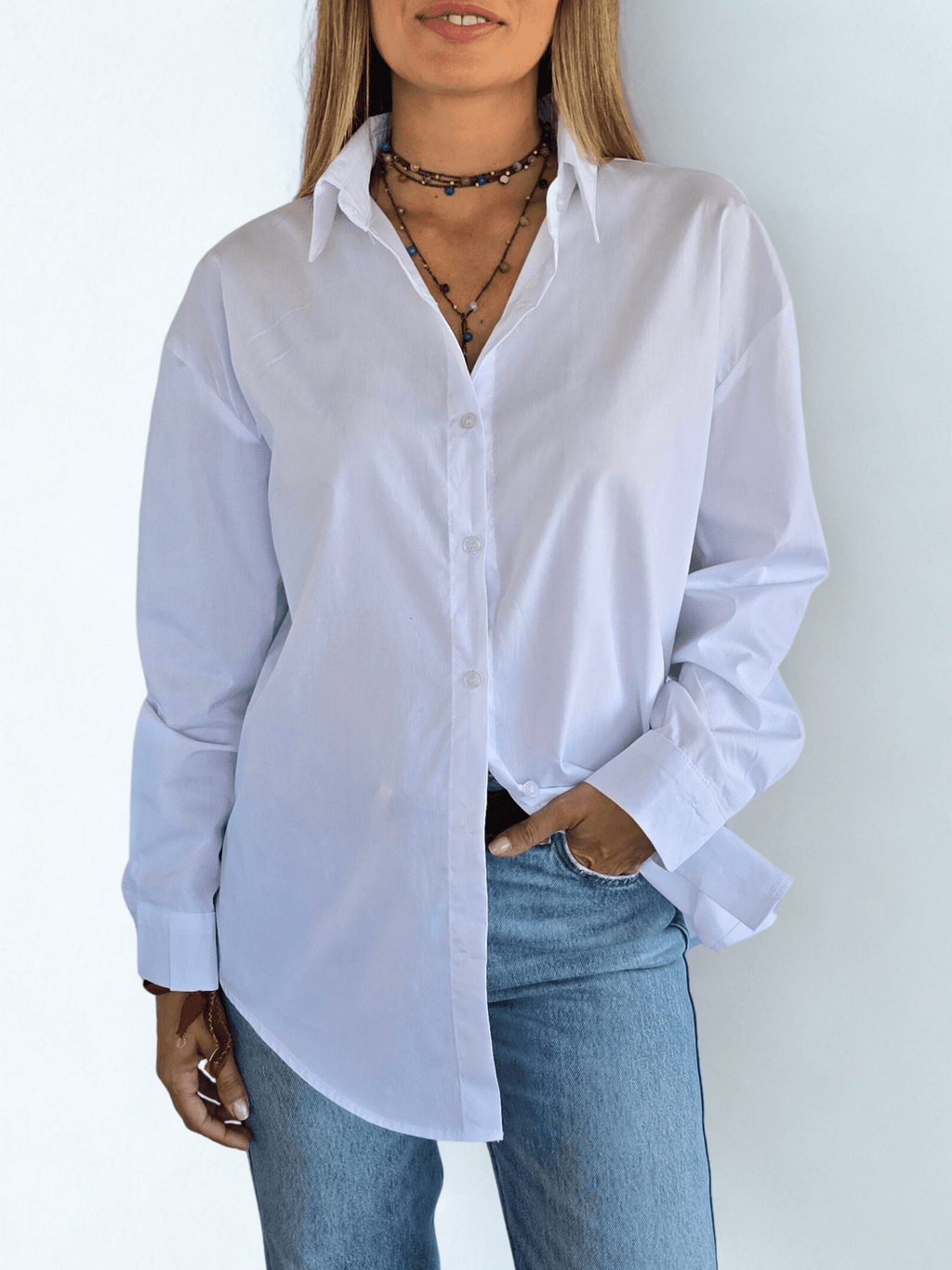 Blusa básica, color Blanco