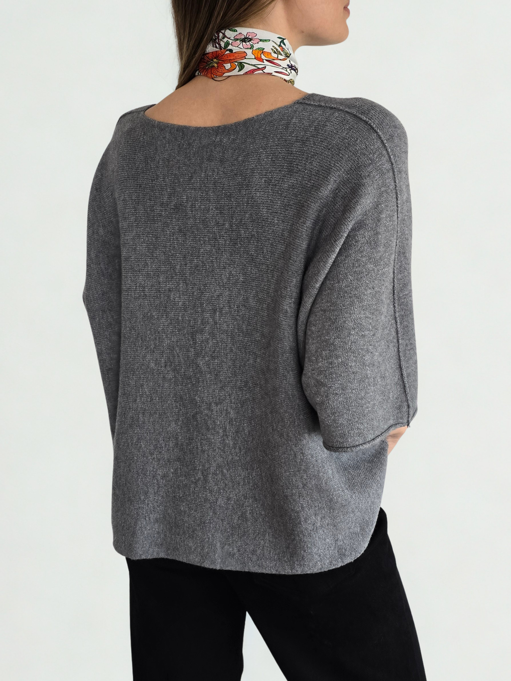 Sweater Italiano Manga 3/4, color Gris Oscuro