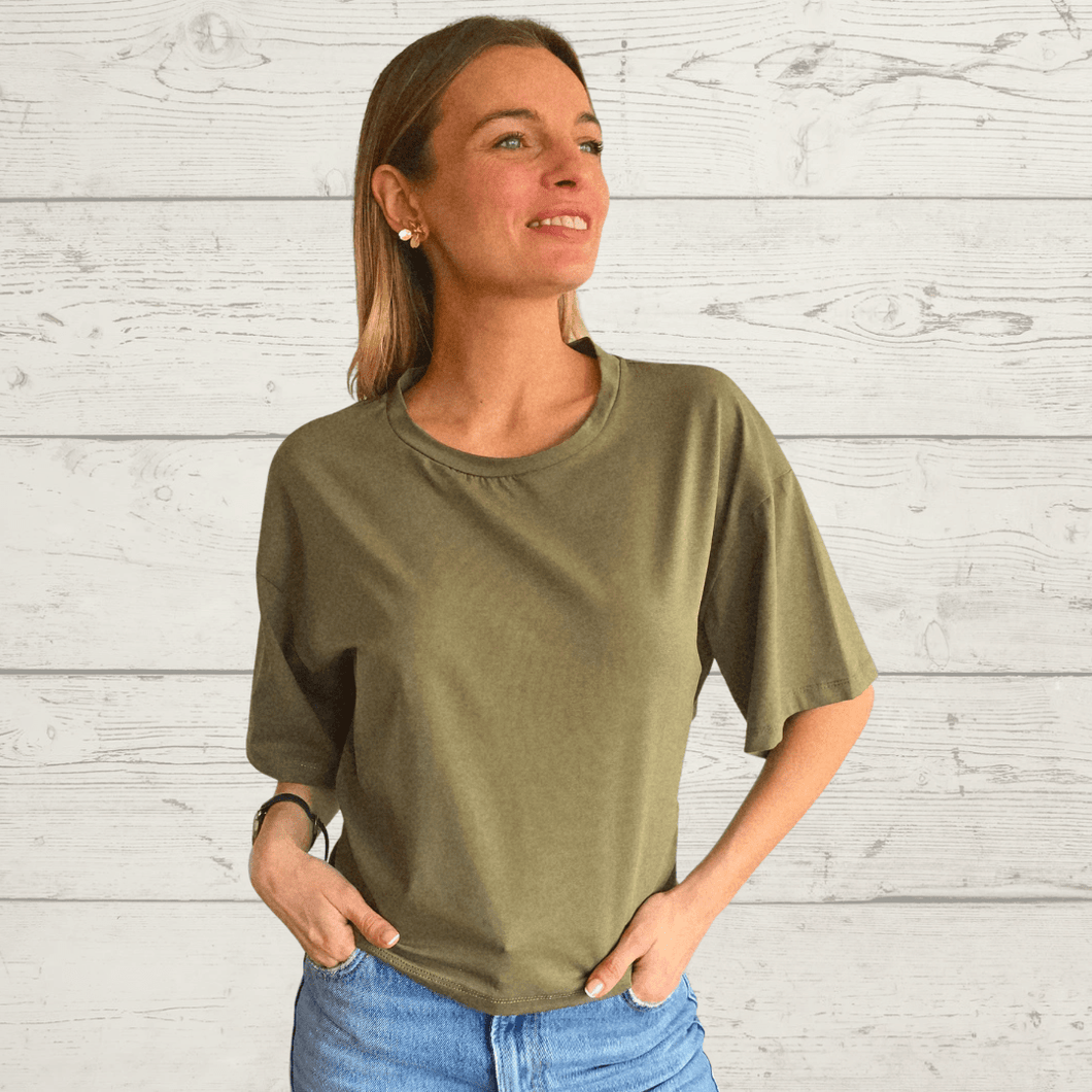 Polera Italiana con lazo en la espalda , color verde