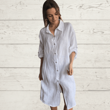 Cargar imagen en el visor de la galería, Vestido de lino Italiano, abotonado, color Blanco
