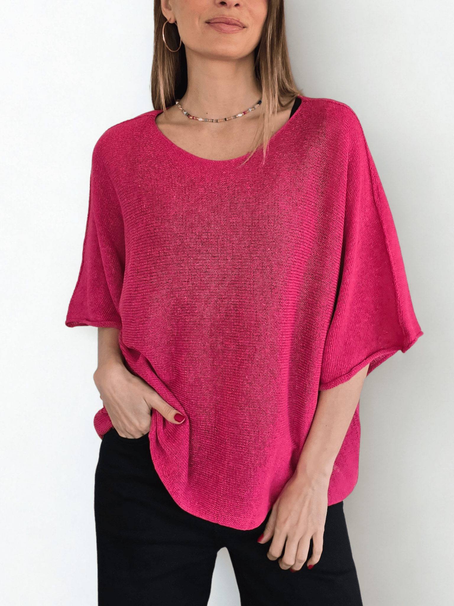 Sweater Italiano de Hilo, color Frambuesa