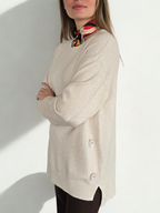 Sweater con Botones a los Lados, color Beige