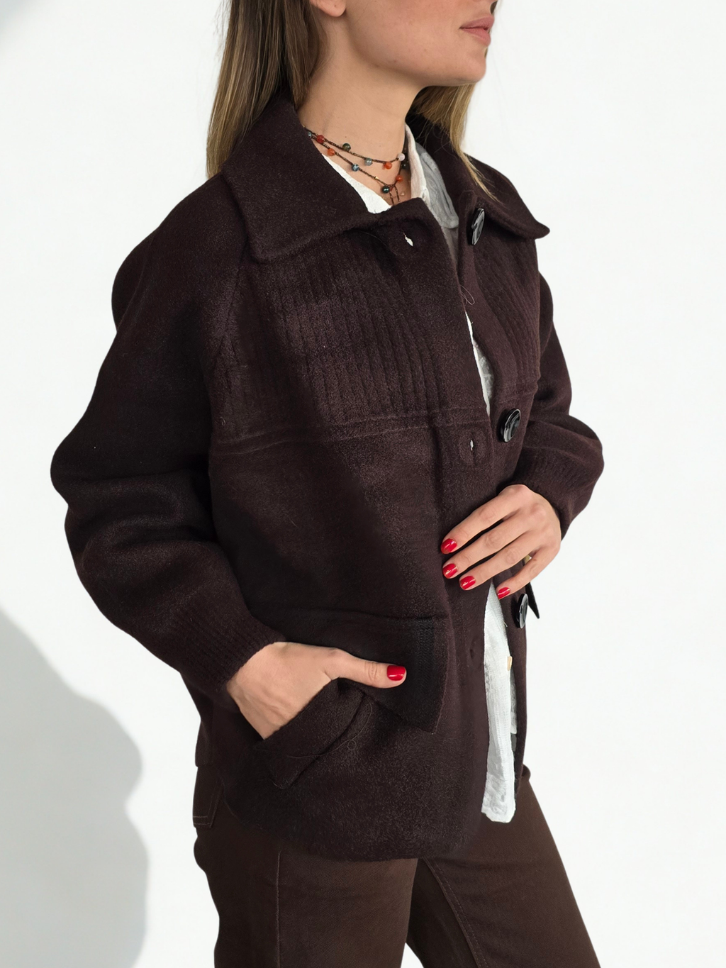 Chaqueta Bolsillo con detalle, color Chocolate