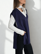 Sweater sin Mangas Lazo, color Azul Marino