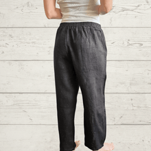 Cargar imagen en el visor de la galería, Pantalón de Lino Italiano dos bolsillos, color Negro
