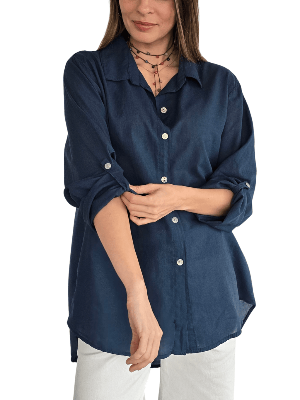 Blusa Italiana 100% Algodón, color Azul