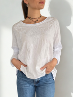 Blusa Italiana Bordada, color Blanco